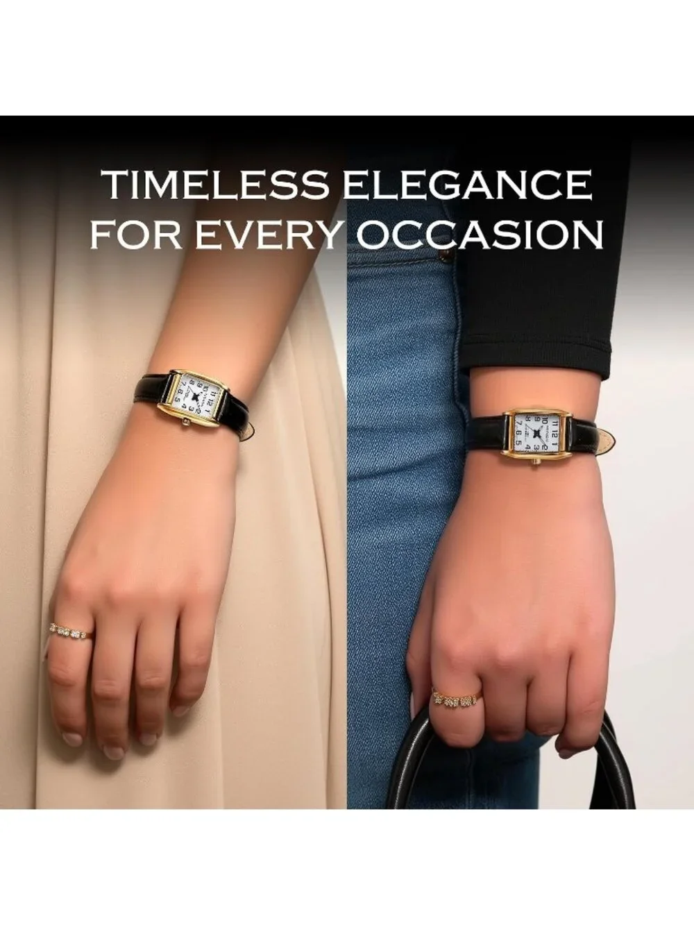 Women's Arabic Gold Case White Dial Dainty Vintage Tank Classic Square Watches